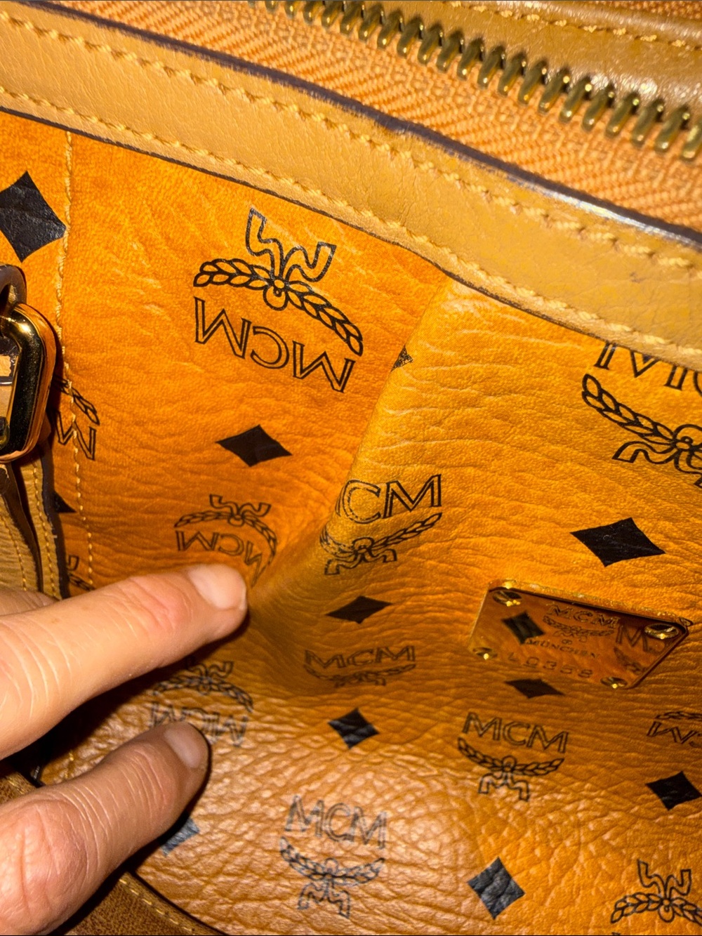 MCM leather Cognac Visetos Logo Tote with Detachable Strap - Picture 17 of 17